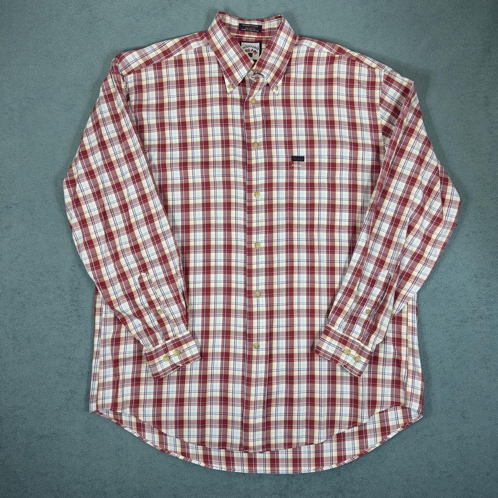 Faconnable‎ Plaid Button Down Long Sleeve Shirt Menswear Classic Fit Men's sz L
